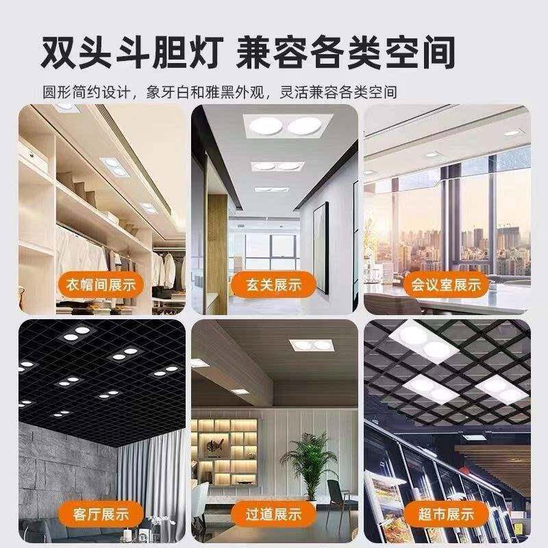Xed格栅双孔筒灯151栅5铝格吊顶专用方l33668656形型单头嵌入式店