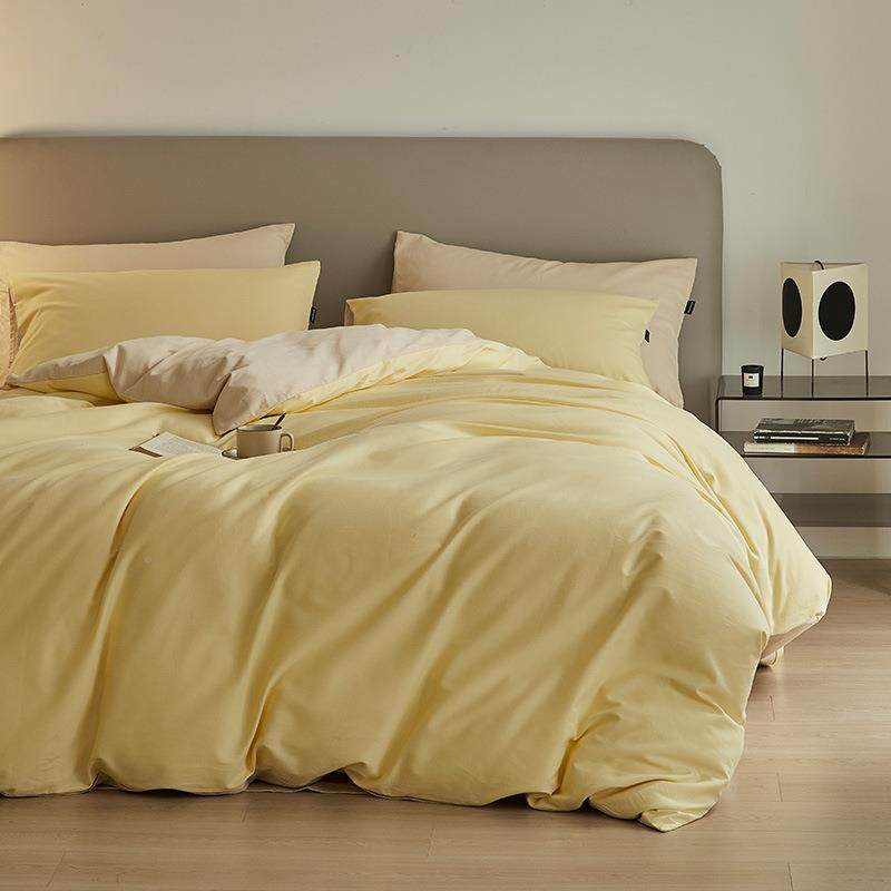 长棉轻工长绒棉·绒磨毛A色四件套家用类素床单床笠套件