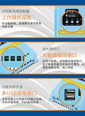 1A224V36VV48自动识别风扇散热12015V0A智能MPPT太SA48120C阳能充