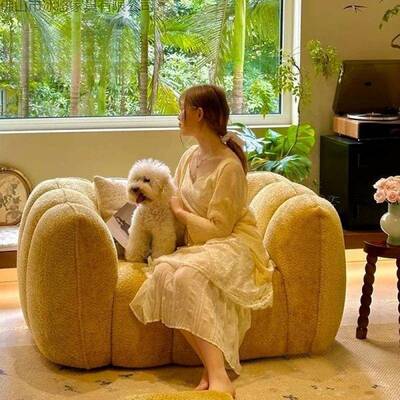 法式复古瓜FVO沙发单人懒客厅小户型南休闲简布艺沙发约设计师人