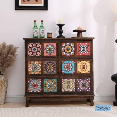 复古实抽木储物柜美式客厅屉式收纳台柜卧室柜斗柜阳置物多PWJ层