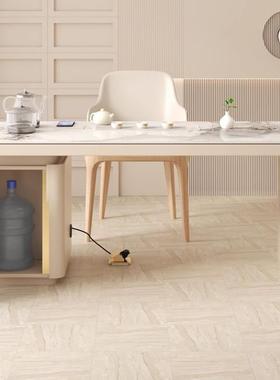 油风V岩板茶桌8椅家用小茶台现代简约自动烧水壶一体办HTN奶公室