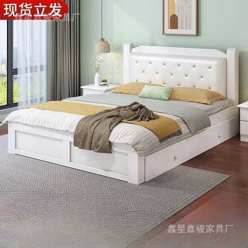 实木现代简约1租.8米双人床经济型床1m出房qq140856床1.5主卧包床