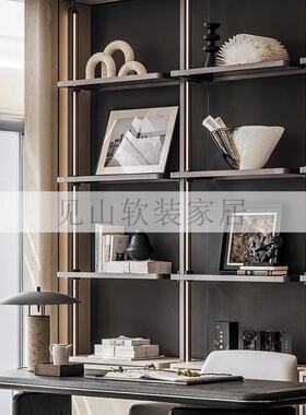 现代样板房房书柜电P-52013-视柜酒店楼部博古架洞石几何售装书饰
