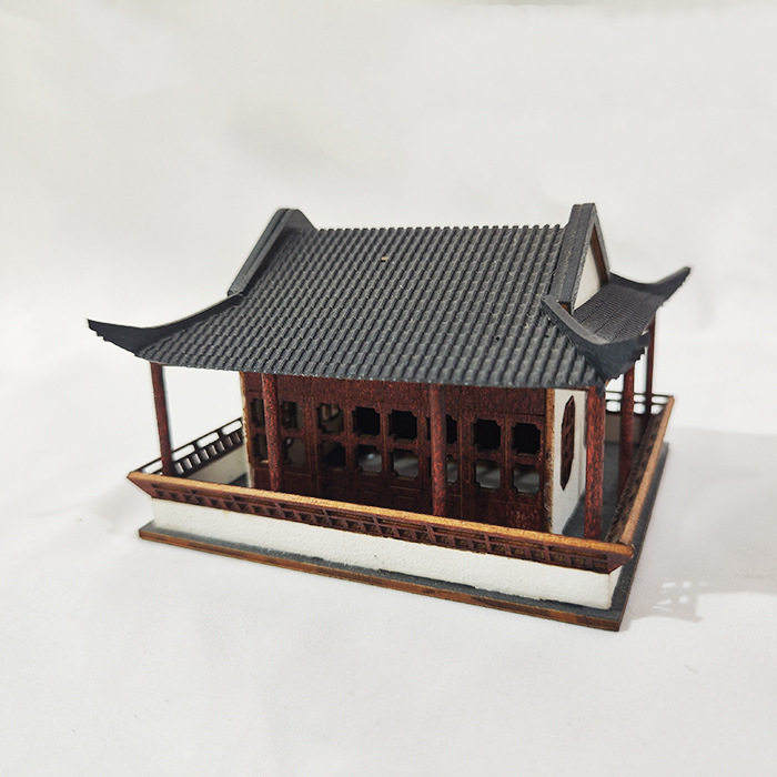 古建筑微缩模型房子景观沙盘摆件中式装饰用品木质纯手工制作模型