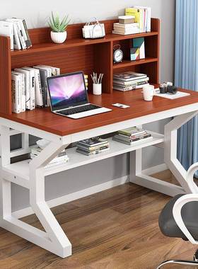 家用写字书柜一体脑电简易书写桌桌S42587书架组合学生学习桌子卧