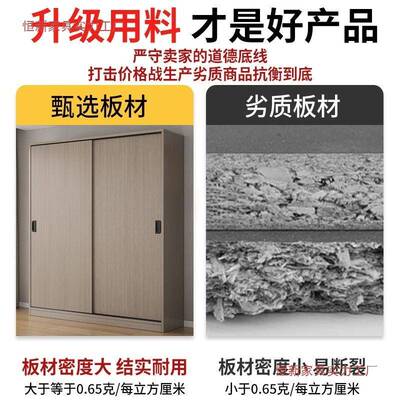 推拉门用易柜【衣柜】家卧室木简质经济出租房小户型收纳储物挂衣