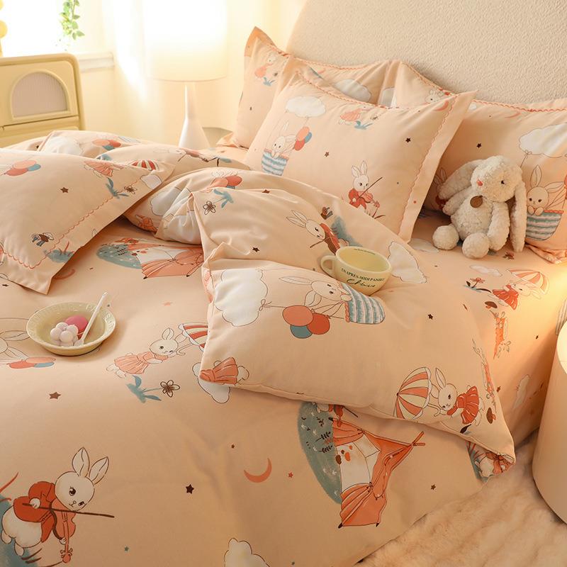 罩QLL纯棉磨毛四件套10全棉高档床4单被套网红件套床笠款0被床上