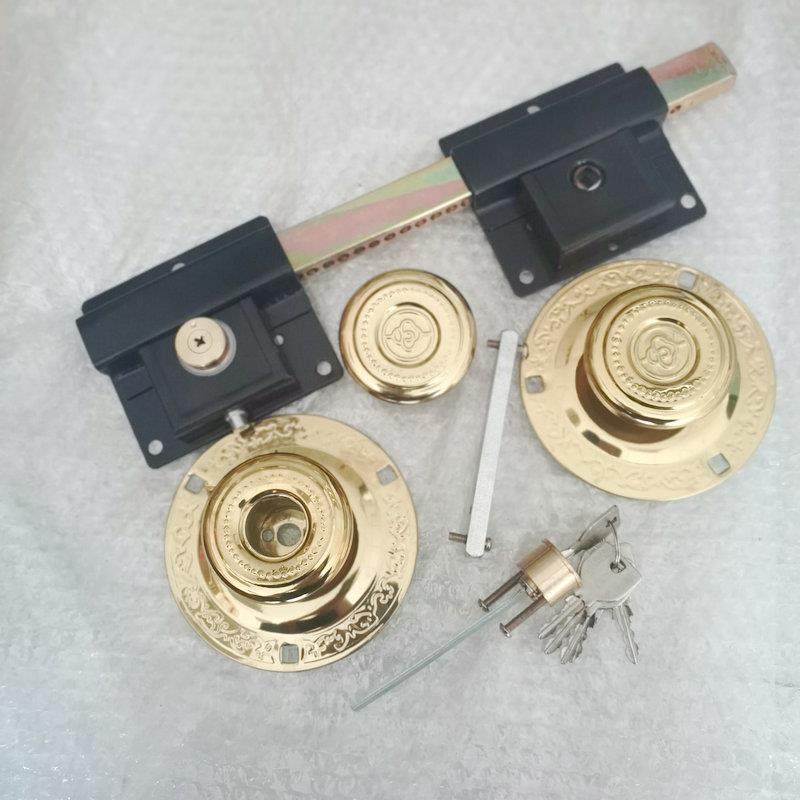 门锁木门大铁门双开门双扇门大门锁防盗2118锁门老齿式条锁插销大