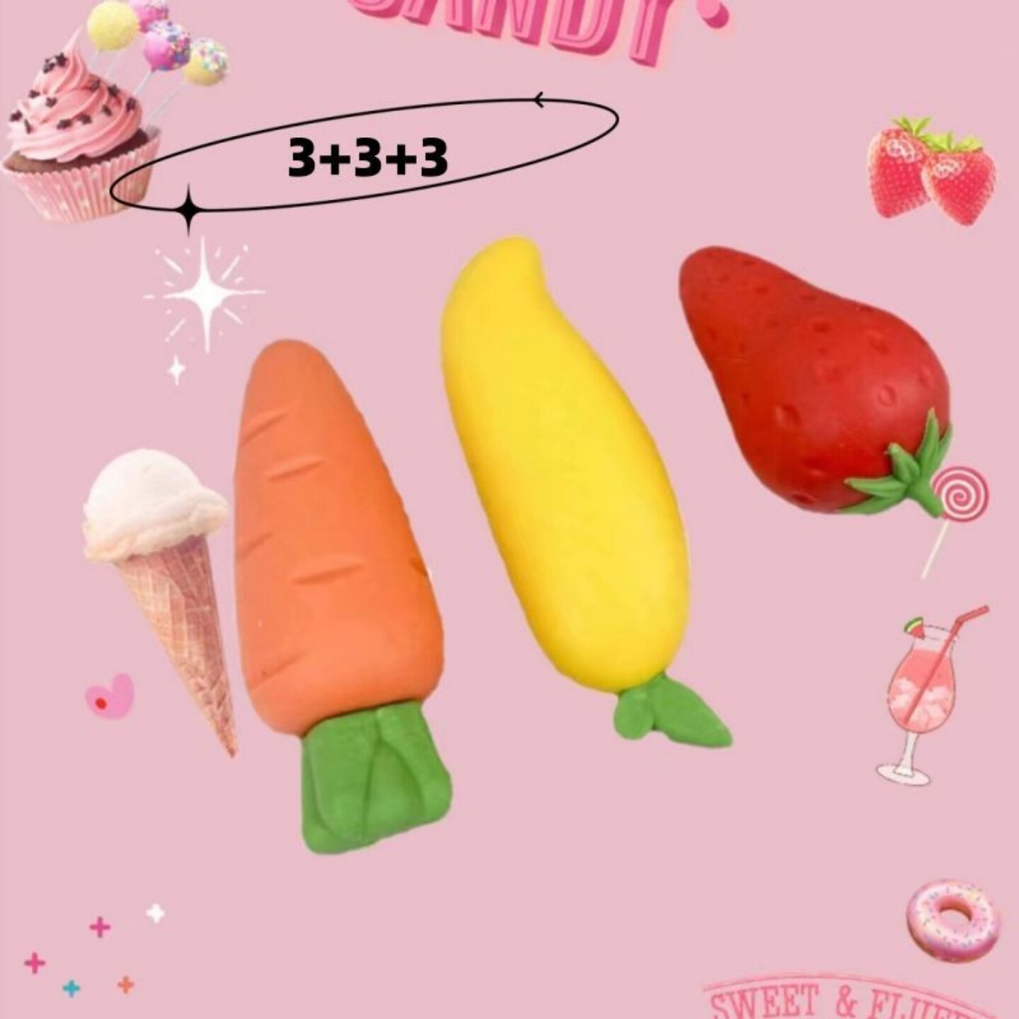 胡萝卜HB铅笔橡皮擦水果高颜值儿童小学生芒果形状铅笔2B橡皮擦