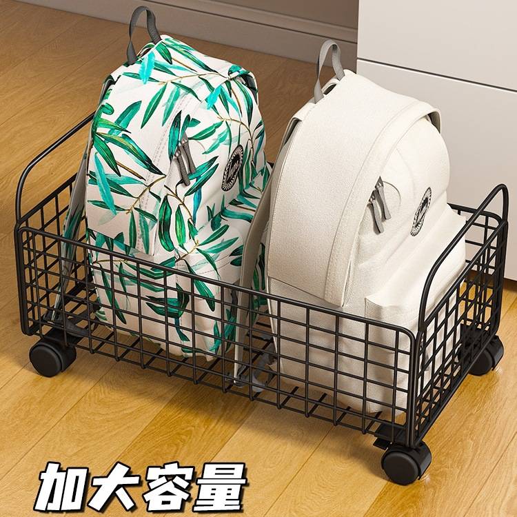 书包置物架可移动书箱学生教室放书籍课本收纳带滑轮大容量储物箱