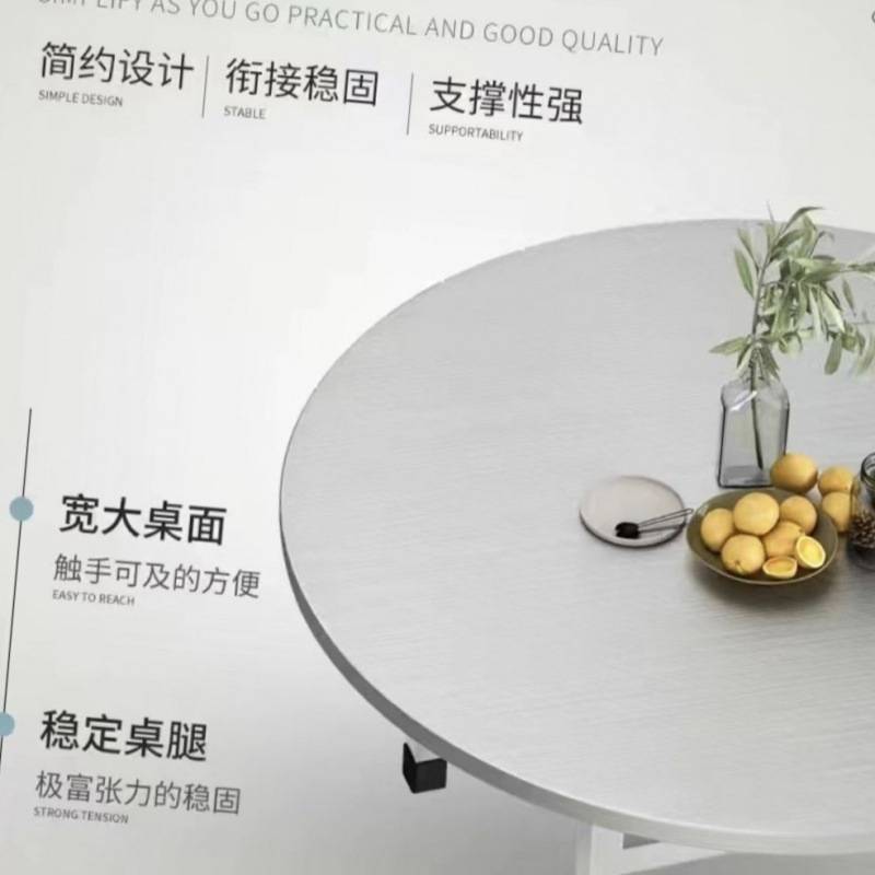 304不锈钢折叠桌圆桌转盘饭店大排档流水席摆摊家用吃饭圆形餐桌