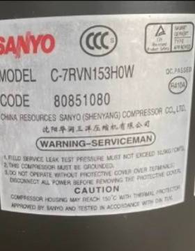 C-7RV113HOW C-7RVN153H0W 三洋空调冷库热泵空气能压缩机