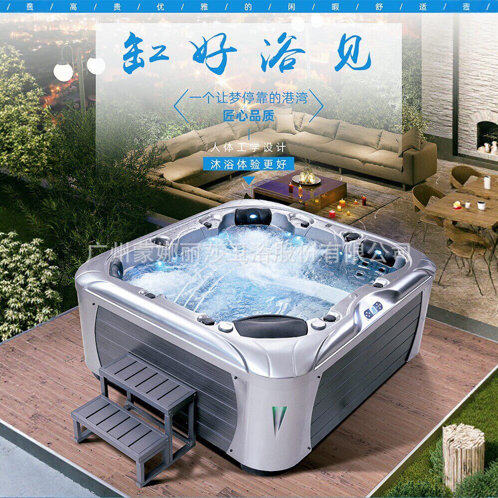 进口亚克力6人位按摩浴缸进口系统