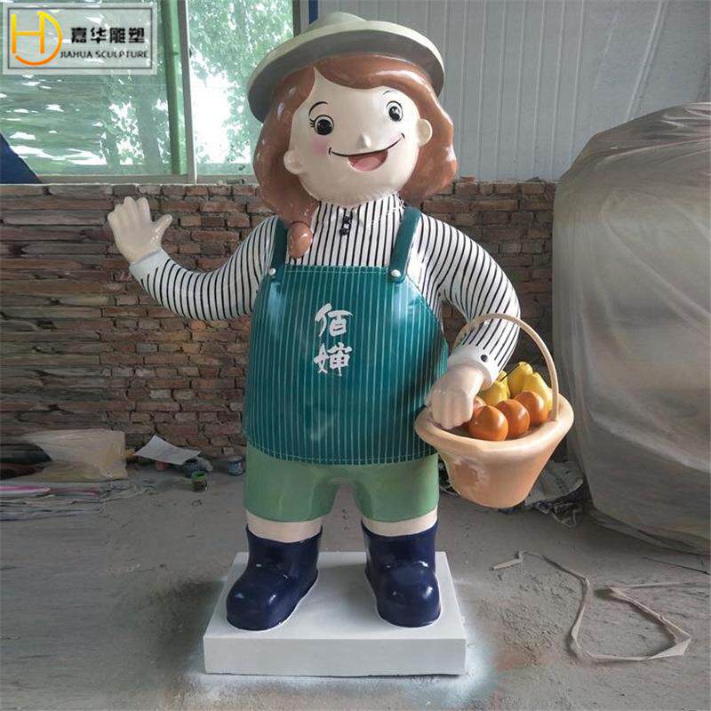 户外玻璃钢卡通人物雕塑果园采摘园景观迎宾卡通人物装饰摆件制作
