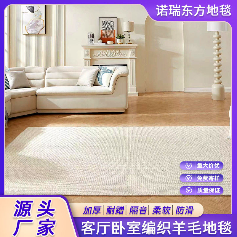 地毯客厅编织羊毛手工高级感轻奢极简奶油风大颗粒卧室地垫易清洗