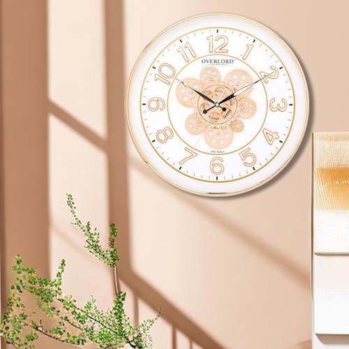 霸王星新款齿轮夜光静音扫描石英挂钟家用客厅挂墙石英钟网红时钟