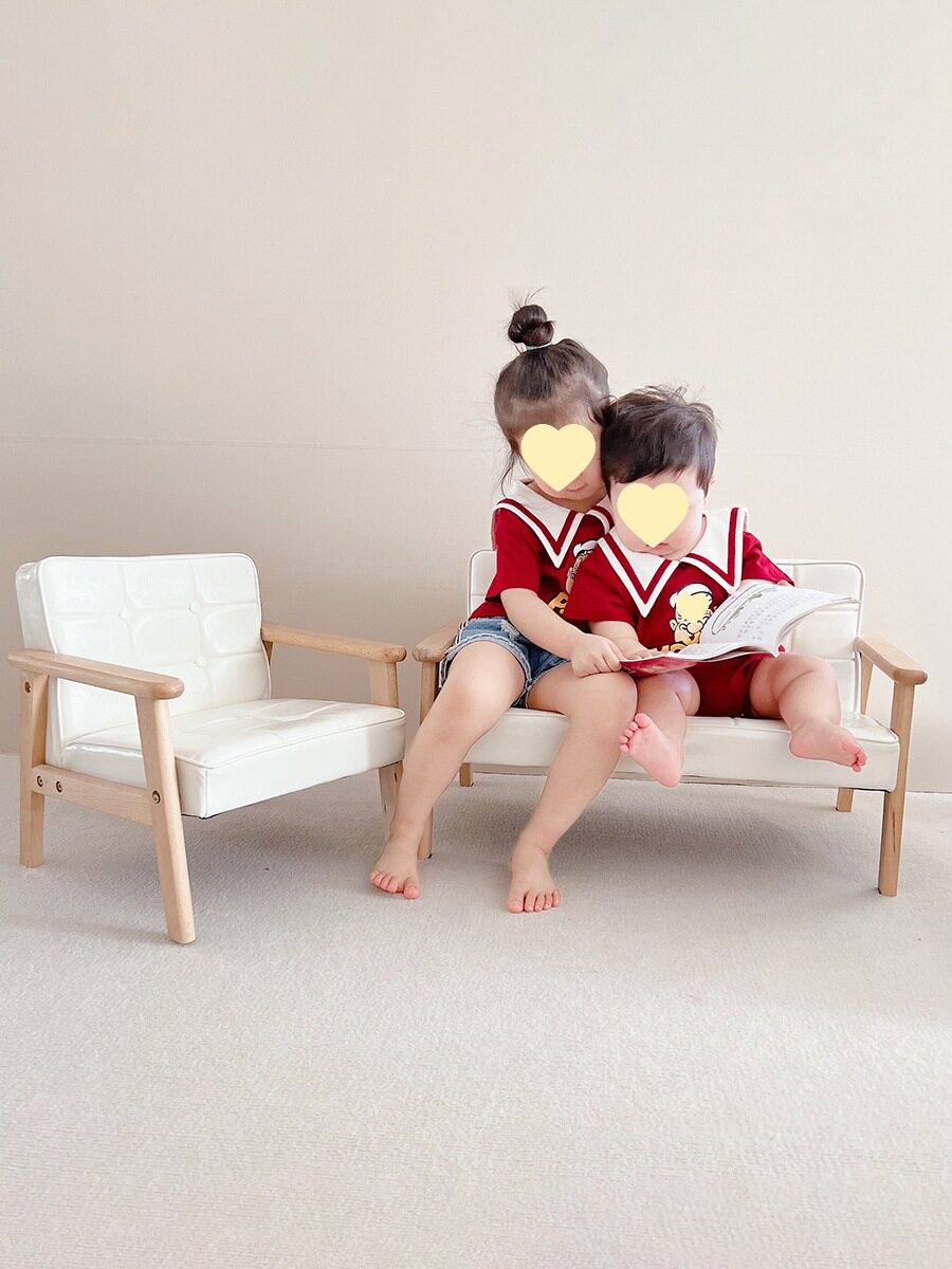儿童小沙发实木幼儿园宝宝凳子培训班早教座椅阅读角拍照摄影道具