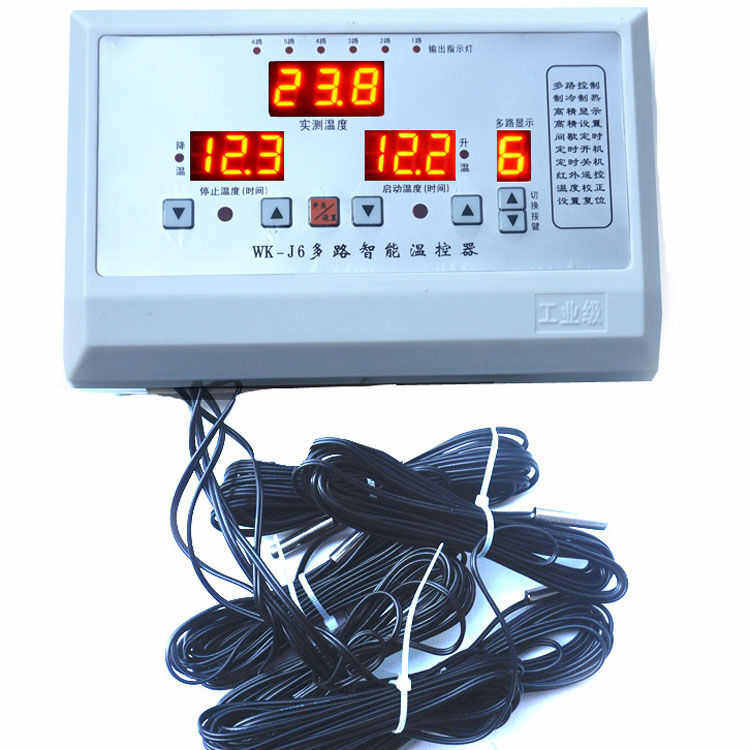 自动恒温控制仪表6路温控器养殖线六路J6A水泵大棚6风机探头多路