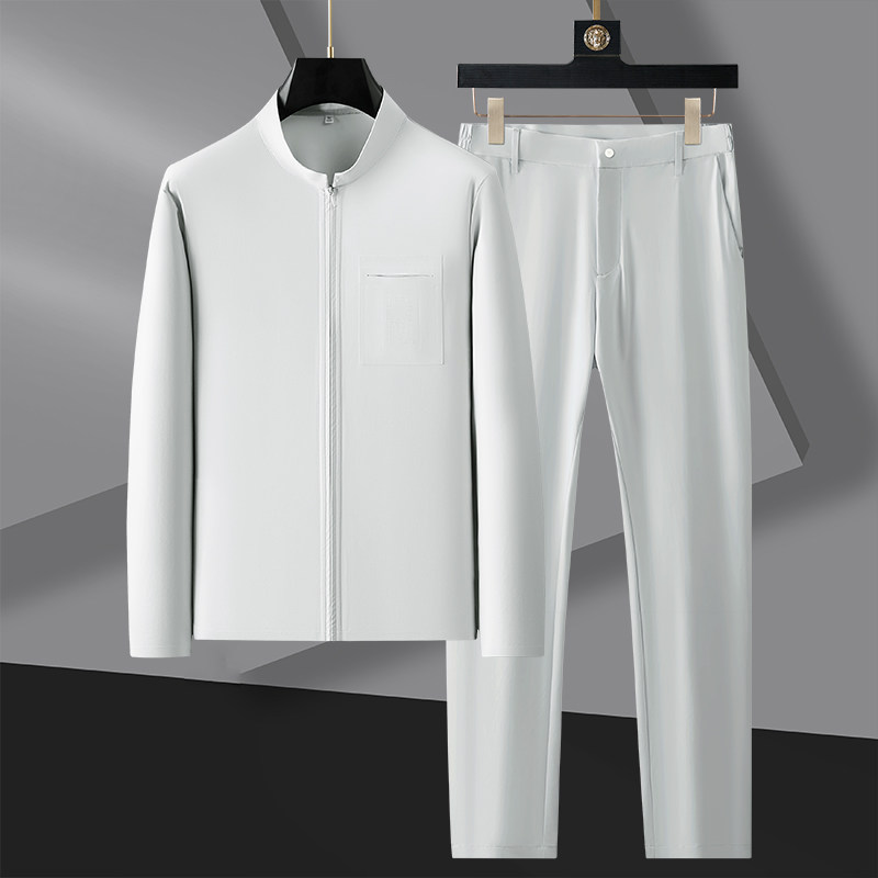 高端轻运动套装男春夏冰丝凉感速干跑步健身休闲外套直筒裤两件套