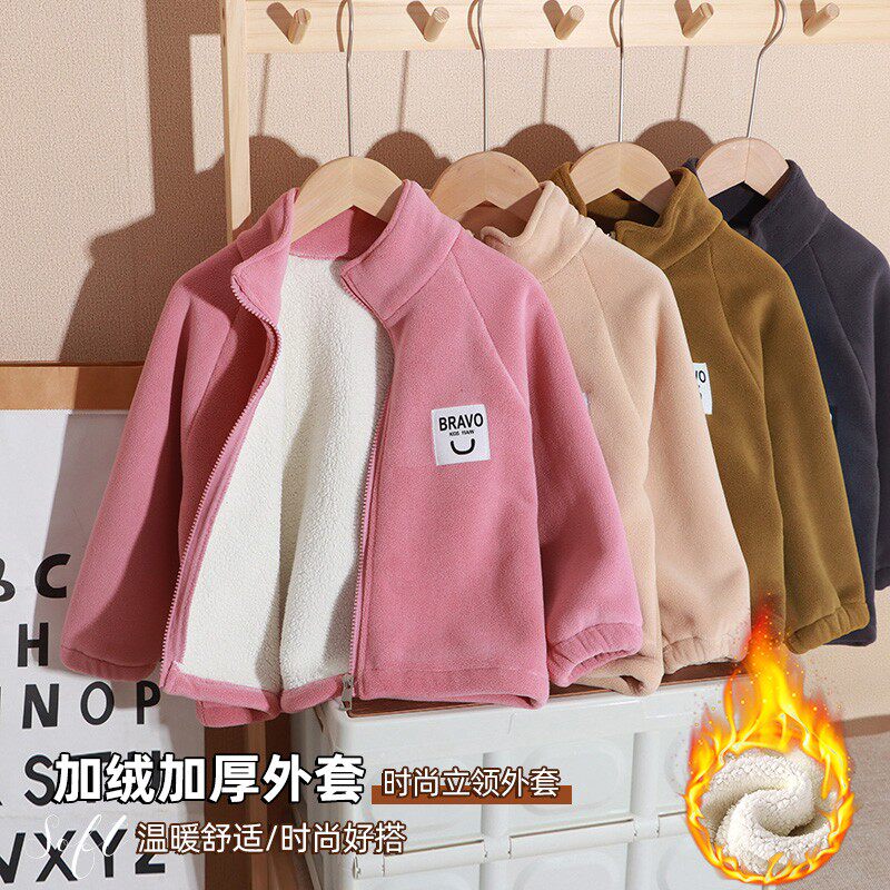 冬季加绒加厚保暖棉服男女童
