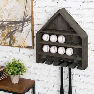 实木壁挂式球棒棍支架架美壁挂棒球收纳收纳OSG盒木制球类储式物