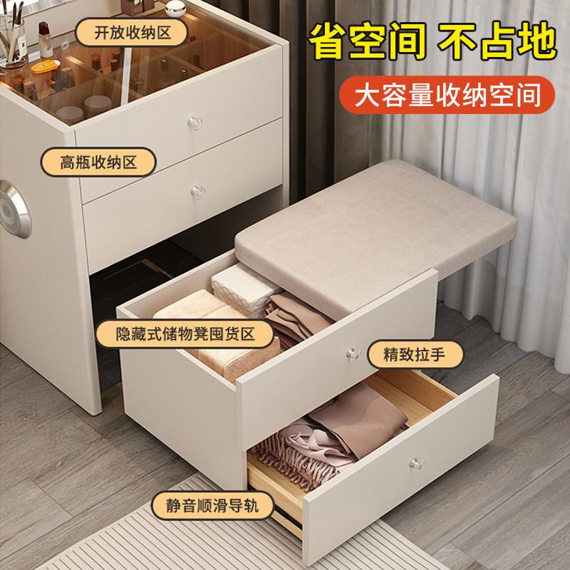 yh多NQF户功能梳妆台实u木智翻盖镜子现代简约小能型化妆桌挓寂风