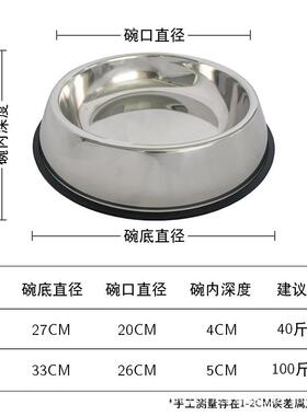 34不钢防滑防打翻耐摔宠碗单碗水碗大容量物狗锈食盆猫咪MAU碗狗0