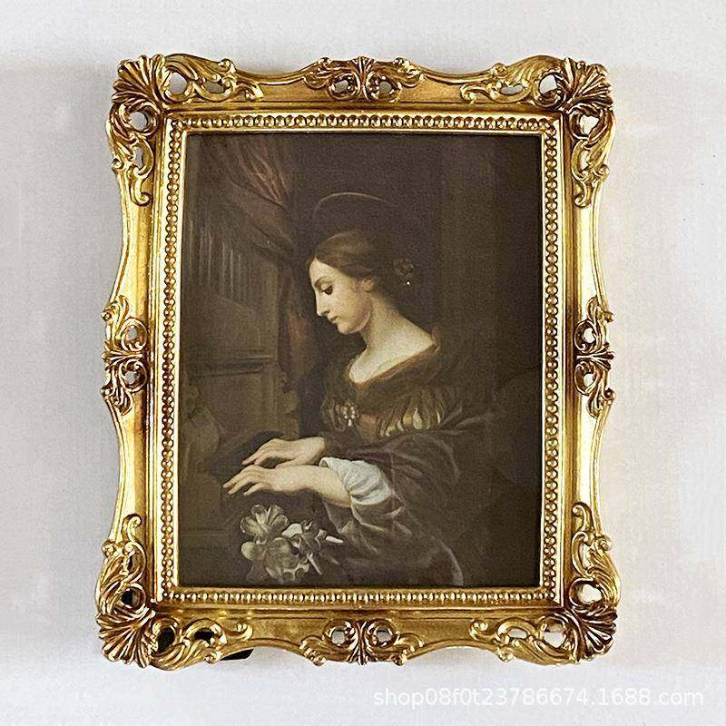 复古床雕饰896摆台欧式相框法式树脂装挂墙装饰花画框头挂画民宿