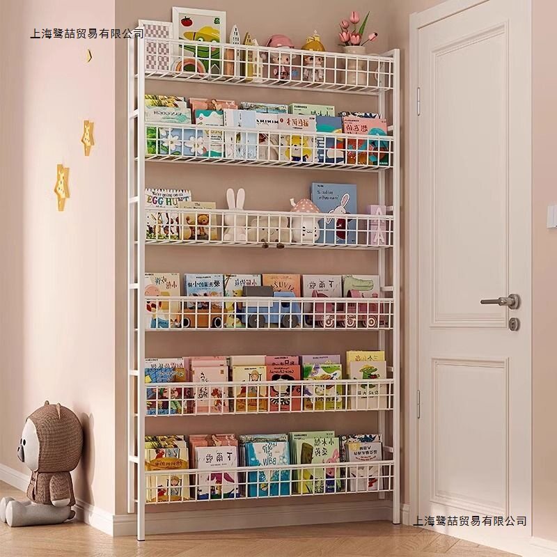 厨房门后置物架落地免打孔壁挂书架铁艺架子墙上省空间超薄收纳架