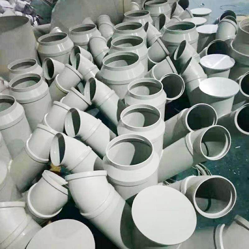 45度PP塑风料弯头PP风管弯货聚°丙烯通管道弯头现90转接头