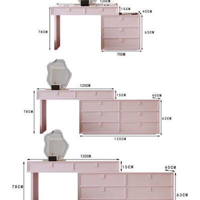 奶油风实木化妆柜IDT梳妆台卧室代尾现简约收纳柜角斗柜床伸缩一