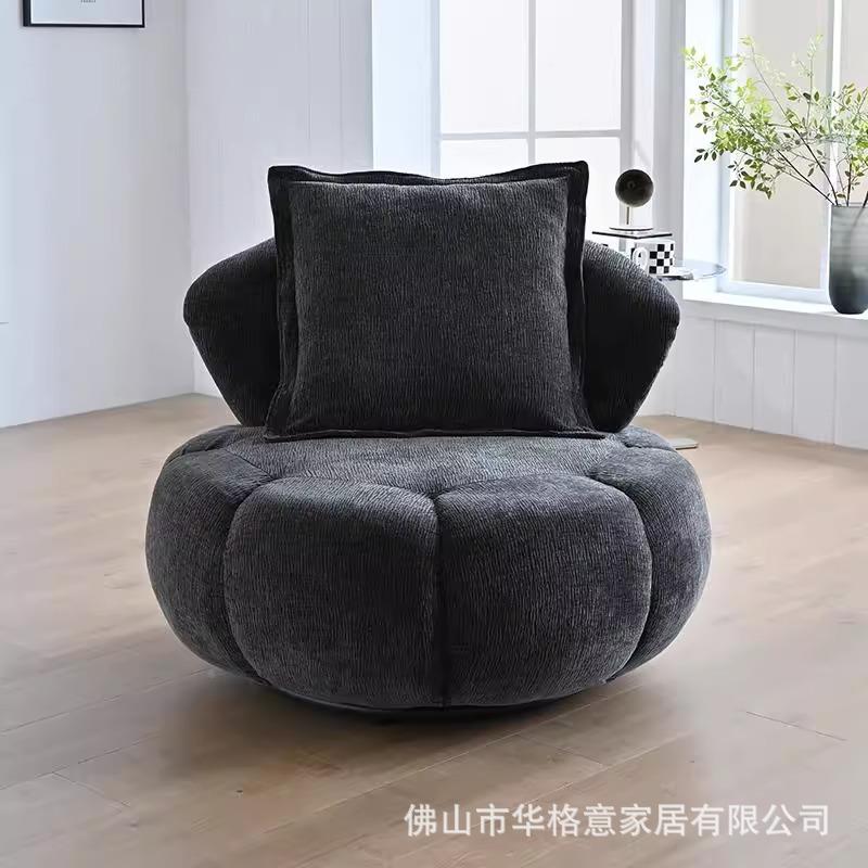 客法单人位懒式复古南单人瓜沙发厅复古灰沙卧发椅奶油色系室小沙