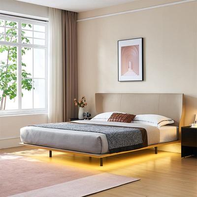 马鞍代皮定式型棉悬浮床意极现简约主卧双人床alys设马鞍皮定计简