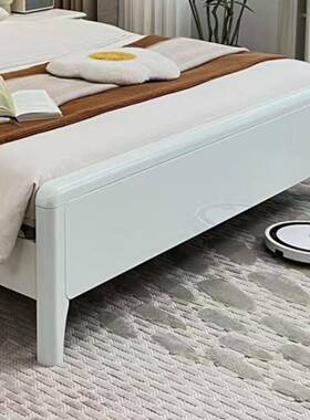 现代简约音榫卯全实家双木床轻奢白色用UTQ静主卧1.8米单人床主卧