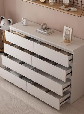 0AEAA奶风八斗斗柜简约现代储物柜五柜卧室子客厅极简油柜抽屉式