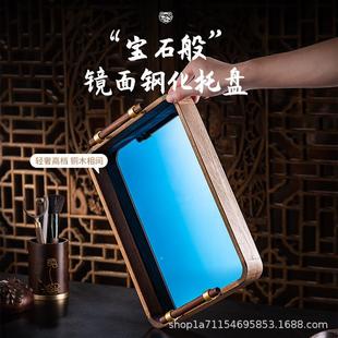 托盘长方形家用干木泡台茶具茶盘TP001小型实木夫 胡桃202功4新款