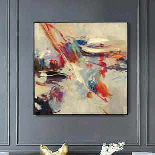 190纯挂手绘油画现客厅玄关装饰画书房走廊过沙道抽象画背景壁画