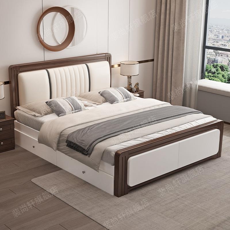 实床木床简实木床双人床主卧大床1.全5用1.8储物1.2米工见详情厂