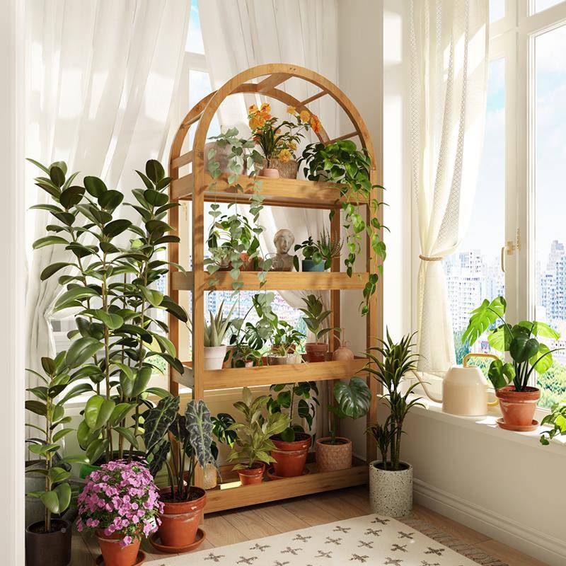 天台悦先阳台花架层架落地多肉木架子轮置物式YDMW架实多层移动带