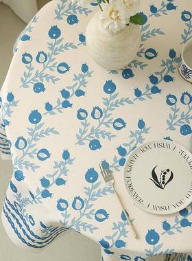 清531新几植物软花餐桌印布柔提花质感简约盖布客厅桌布长方形茶