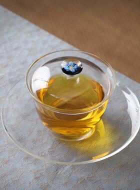 厂家立洱体柿子盖碗创意高45563璃硼硅玻茶具三盖碗茶碗普泡才茶