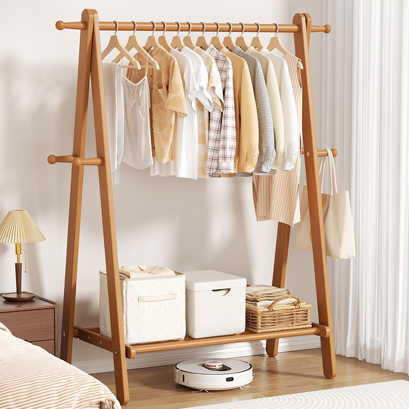 台莲实木衣帽架落地家天用挂衣架卧室服收纳挂架衣房间华944立式