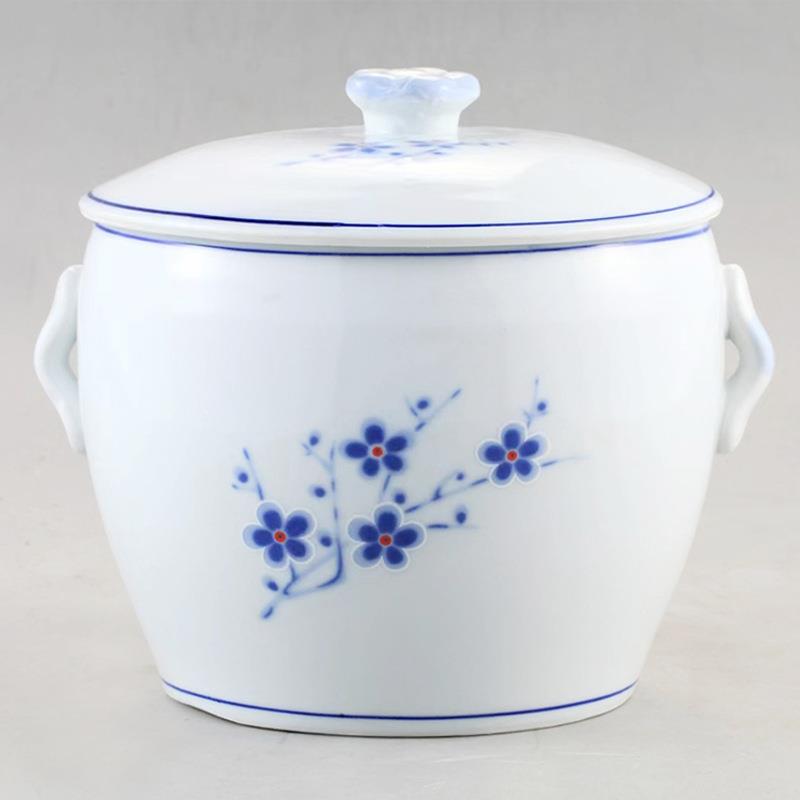 中式兰梅封陶瓷炖汤加盖密双耳CGI炖盅家用酒店餐厅白瓷汤大鸡汤