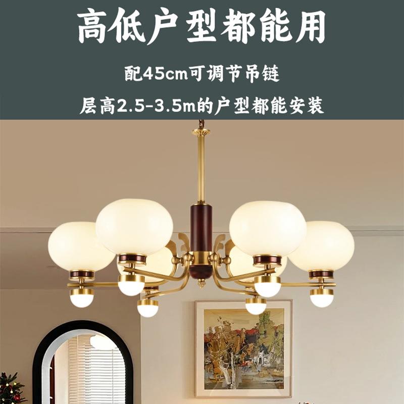 全铜吊灯2025新款法式中古风客厅灯复古美式大厅主灯卧室餐厅吊灯