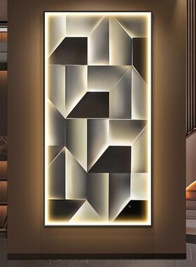 现代简137约走玄装饰画竖版轻奢大气廊关过道挂画led灯画入户幻玄