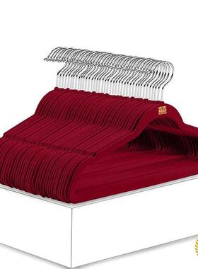 ?衣架植结婚一对陪嫁家红色婚F$px}$%p礼用挂衣架绒防滑痕无防肩