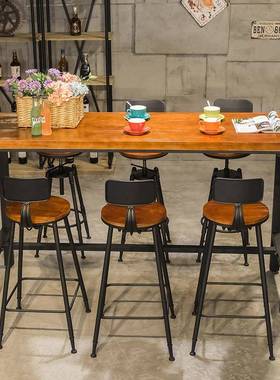 艾森厂家艺现简约实椅木高脚凳桌椅组代合吧asbk1700台高脚铁酒吧