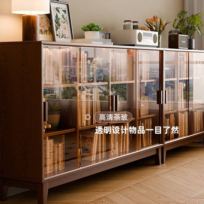实收木书矮柜储物自由组合书架INI柜现代小户型多层纳柜透明落地