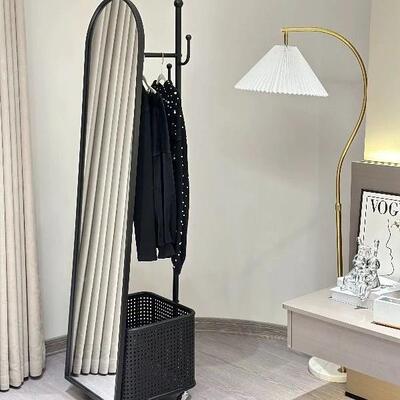 奶室油风全身镜落地镜旋转帽穿衣挂衣架衣架一镜体镜子卧试EHT衣